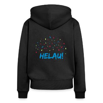 Carnival motif with helau and confetti - Women's Premium Organic Zip Hoodie - black - Back - Julia (174cm)