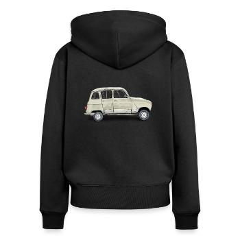 Voiture ancienne - Sweat à capuche zippé Premium bio Femme - noir - Dos - Julia (174cm)