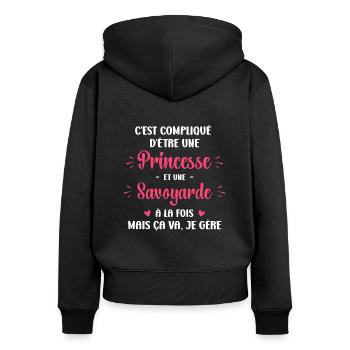 C'est Compliqué princesse et Savoyarde - Sweat à capuche zippé Premium bio Femme - noir - Dos - Julia (174cm)