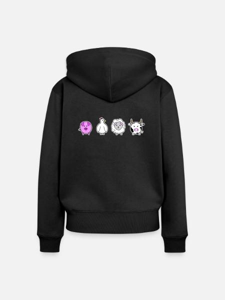 Bauernhoftiere - Frauen Premium Bio Zip Hoodie - Schwarz
