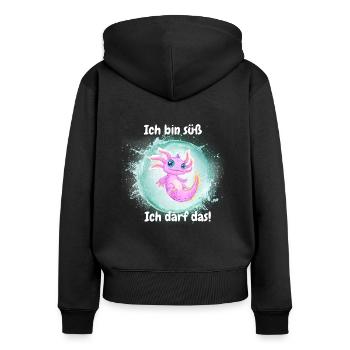 Ich bin süß - Frauen Premium Bio Zip Hoodie - Schwarz - Hinten - Julia (174cm)