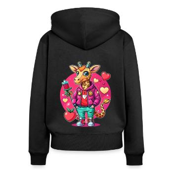 Giraffe Parade: Cool Giraffe - Women's Premium Organic Zip Hoodie - black - Back - Julia (174cm)