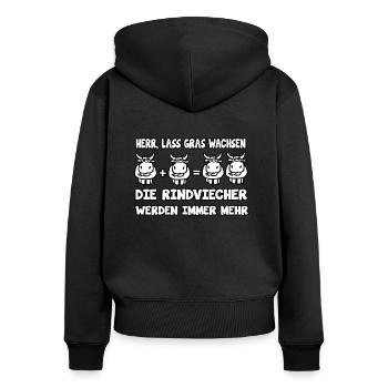 Herr lass Gras wachsen - Frauen Premium Bio Zip Hoodie - Schwarz - Hinten - Julia (174cm)