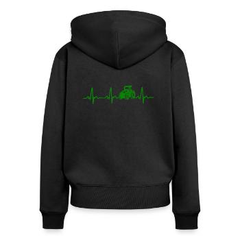 ECG de battement de cœur de tracteur - Sweat à capuche zippé Premium bio Femme - noir - Dos - Julia (174cm)
