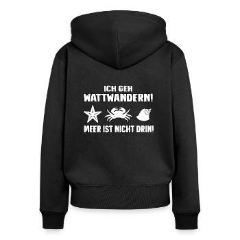 Ich geh Wattwandern - Frauen Premium Bio Zip Hoodie - Schwarz - Hinten - Julia (174cm)