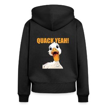 Femmes Quak Yeah Funny Duck - Sweat à capuche zippé Premium bio Femme - noir - Dos - Julia (174cm)