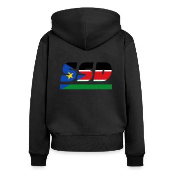 Südsudan Fahne Flagge SSD - Frauen Premium Bio Zip Hoodie - Schwarz - Hinten - Julia (174cm)
