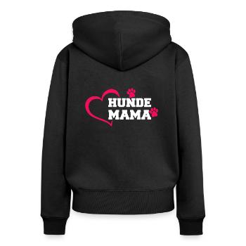 Hunde Mama - Frauen Premium Bio Zip Hoodie - Schwarz - Hinten - Julia (174cm)