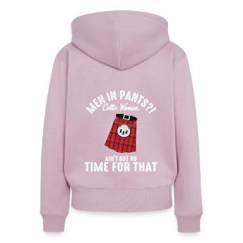 Kilt Männer Spruch Schottenrock - Frauen Premium Bio Zip Hoodie - Altrosa - Hinten - Julia (174cm)