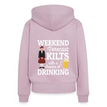 Kilt Männer Spruch Schottenrock - Frauen Premium Bio Zip Hoodie - Altrosa - Hinten - Julia (174cm)