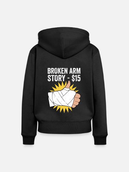 Gebrochener Arm Spruch - Fraktur Gipsarm - Frauen Premium Bio Zip Hoodie - Schwarz