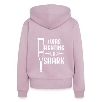 Gebrochenes Bein Spruch - Fraktur Gipsbein - Frauen Premium Bio Zip Hoodie - Altrosa - Hinten - Julia (174cm)