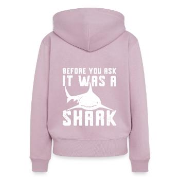 Before You Ask It Was A Shark - Knochenbruch - Frauen Premium Bio Zip Hoodie - Altrosa - Hinten - Julia (174cm)