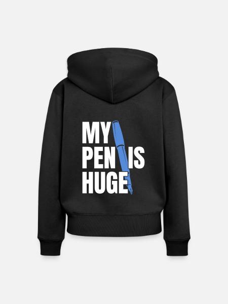 Mein Stift ist riesig - Frauen Premium Bio Zip Hoodie - Schwarz