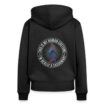 Casoars Retro Cassowary Bird Vintage - Sweat à capuche zippé Premium bio Femme - noir - Dos - Julia (174cm)