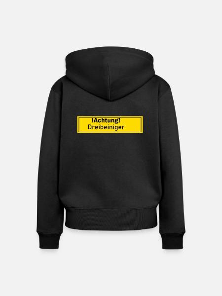 Dreibeiniger Achtungsschild Geschenk Geschenkidee - Frauen Premium Bio Zip Hoodie - Schwarz