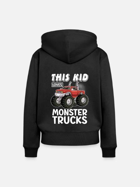 Dieses Kind Liebt Monstertrucks - Frauen Premium Bio Zip Hoodie - Schwarz