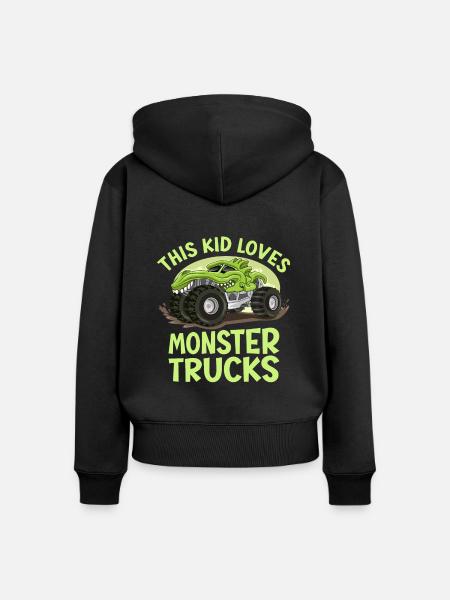 Dieses Kind Liebt Monstertrucks - Frauen Premium Bio Zip Hoodie - Schwarz