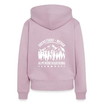 Alpenüberquerung Oberstdorf Meran E5 Fernwanderweg - Frauen Premium Bio Zip Hoodie - Altrosa - Hinten - Julia (174cm)