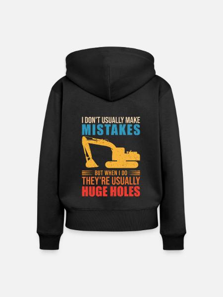 Retro Bagger Spruch Baggerfahrer Baustelle - Frauen Premium Bio Zip Hoodie - Schwarz