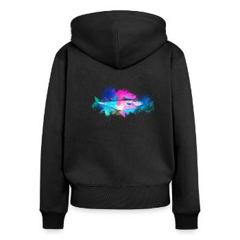 Fisch Köhler farbenfroh - Frauen Premium Bio Zip Hoodie - Schwarz - Hinten - Julia (174cm)