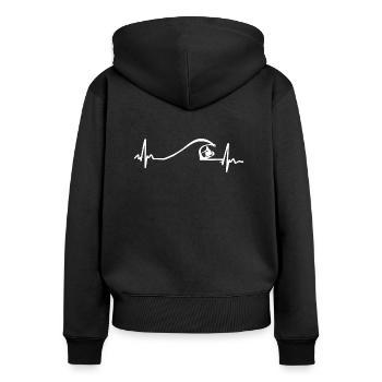 Surfing Heartbeat T shirt - Women's Premium Organic Zip Hoodie - black - Back - Julia (174cm)