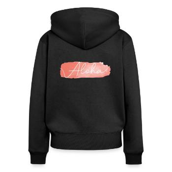 Aloha - Women's Premium Organic Zip Hoodie - black - Back - Julia (174cm)