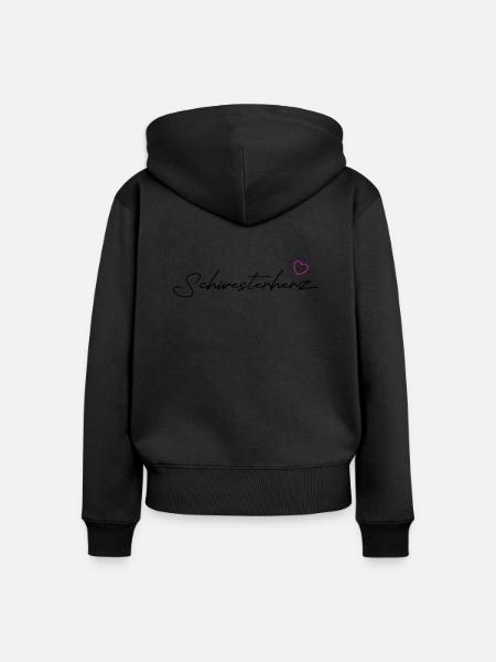 Schwesterherz in black - Frauen Premium Bio Zip Hoodie - Schwarz