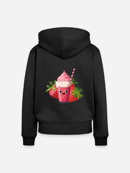 erdbeer shake - Frauen Premium Bio Zip Hoodie - Schwarz