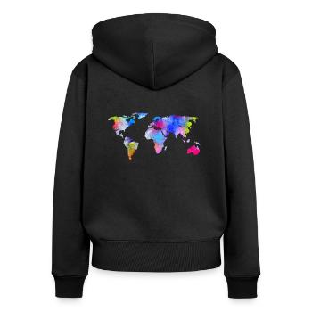 map of the world - Women's Premium Organic Zip Hoodie - black - Back - Julia (174cm)