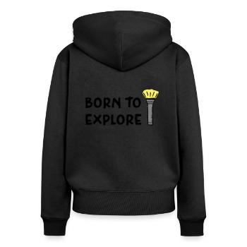 Urbex - Born to explore - Sweat à capuche zippé Premium bio Femme - noir - Dos - Julia (174cm)