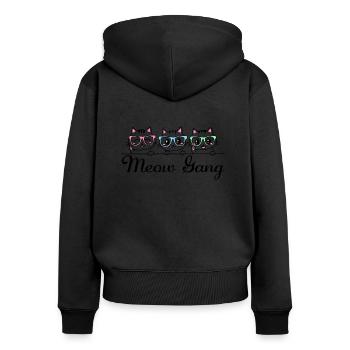 Meow Gang - Women's Premium Organic Zip Hoodie - black - Back - Julia (174cm)