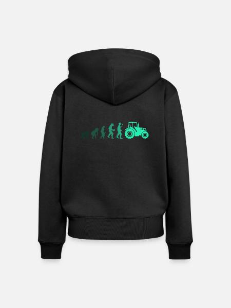 Evolution des Traktors - Frauen Premium Bio Zip Hoodie - Schwarz