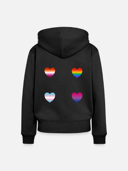 LGBTQ-Herzen - Frauen Premium Bio Zip Hoodie - Schwarz