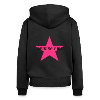 Reining fille rose - Sweat à capuche zippé Premium bio Femme - noir - Dos - Julia (174cm)