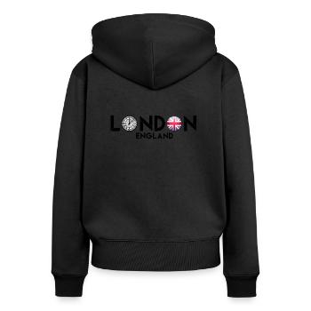 London, London England, London t-Shirts, england - Frauen Premium Bio Zip Hoodie - Schwarz - Hinten - Julia (174cm)
