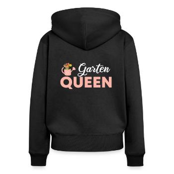 Garten Queen - Frauen Premium Bio Zip Hoodie - Schwarz - Hinten - Julia (174cm)