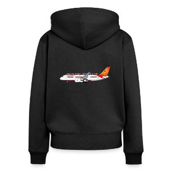 Flugzeug - Frauen Premium Bio Zip Hoodie - Schwarz - Hinten - Julia (174cm)
