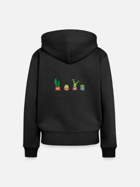 Kakteen - Frauen Premium Bio Zip Hoodie - Schwarz