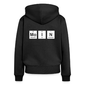 Moin Chemie Labor Chemiker Spruch - Frauen Premium Bio Zip Hoodie - Schwarz - Hinten - Julia (174cm)