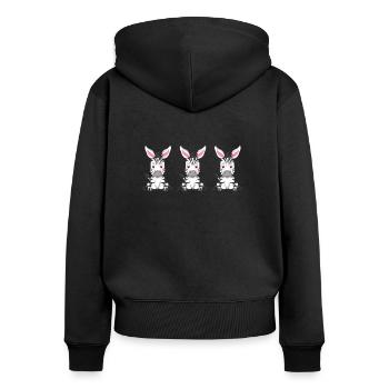 zebra, baby zebra, zebra hoodies, zebra t shirts - Women's Premium Organic Zip Hoodie - black - Back - Julia (174cm)