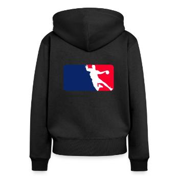 Handball League - Frauen Premium Bio Zip Hoodie - Schwarz - Hinten - Julia (174cm)