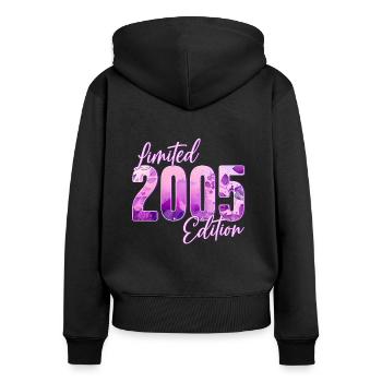 2005 Naissance femme d’anniversaire - Sweat à capuche zippé Premium bio Femme - noir - Dos - Julia (174cm)