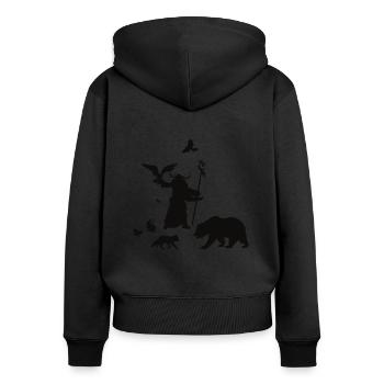 Le Druide, conception de jeu de rôle fantastique cool - Sweat à capuche zippé Premium bio Femme - noir - Dos - Julia (174cm)