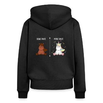 Deine Tante Pferd Meine Tante Einhorn Lustig Baby - Frauen Premium Bio Zip Hoodie - Schwarz - Hinten - Julia (174cm)