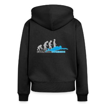 evolution swimming, swim, schwimmen, Schwimmer - Frauen Premium Bio Zip Hoodie - Schwarz - Hinten - Julia (174cm)