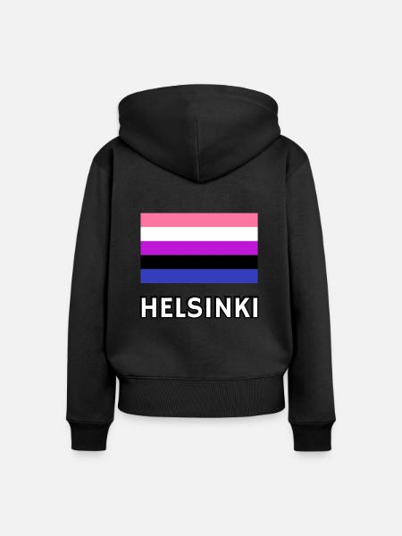 Genderfluid Pride Flagge Helsinki - Frauen Premium Bio Zip Hoodie - Schwarz