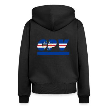 Kap Verde Fahne Flagge CPV - Frauen Premium Bio Zip Hoodie - Schwarz - Hinten - Julia (174cm)