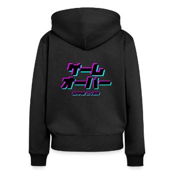 GAME OVER - Frauen Premium Bio Zip Hoodie - Schwarz - Hinten - Julia (174cm)