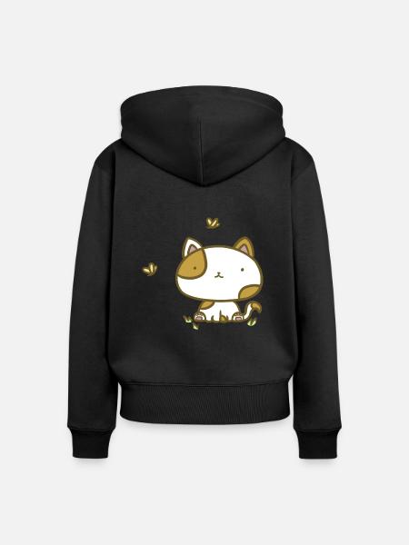 Süße Katze - Frauen Premium Bio Zip Hoodie - Schwarz